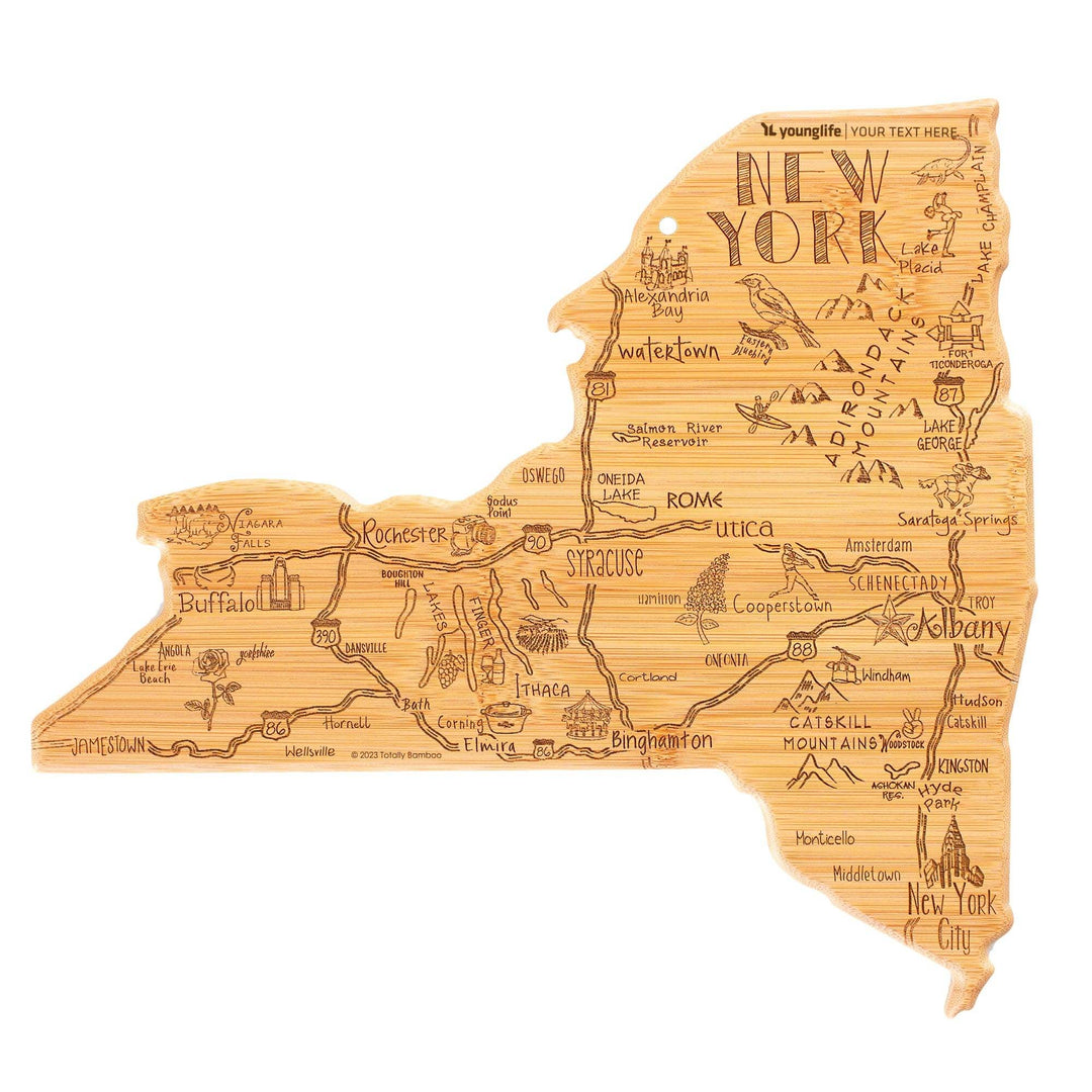 Custom State Shaped Bamboo Cutting &amp; Serving Board