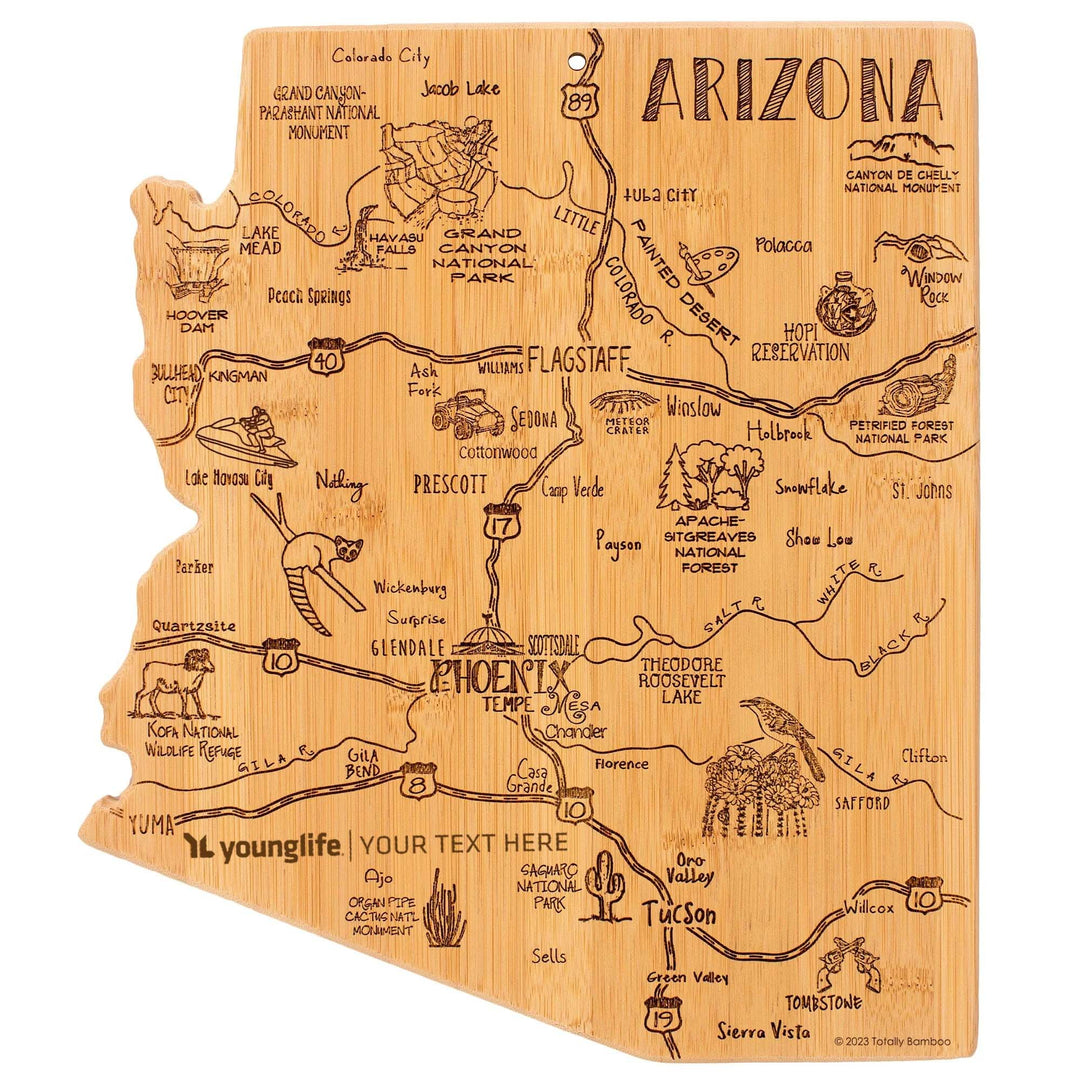 Custom State Shaped Bamboo Cutting &amp; Serving Board