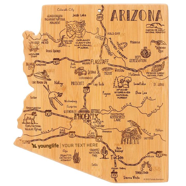 Custom State Shaped Bamboo Cutting &amp; Serving Board