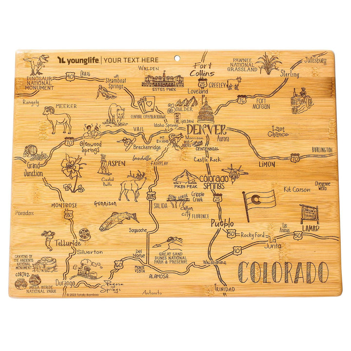 Custom State Shaped Bamboo Cutting &amp; Serving Board