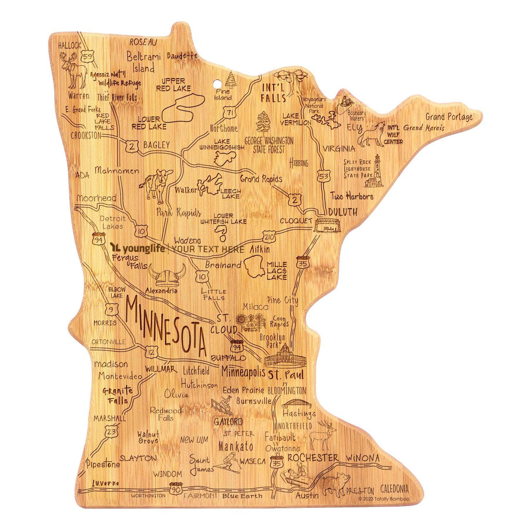 Custom State Shaped Bamboo Cutting &amp; Serving Board