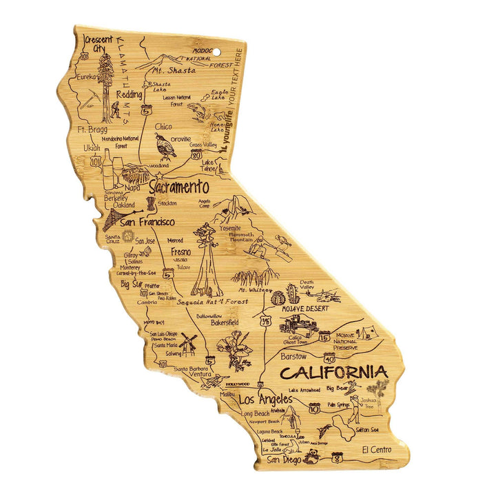 Custom State Shaped Bamboo Cutting &amp; Serving Board