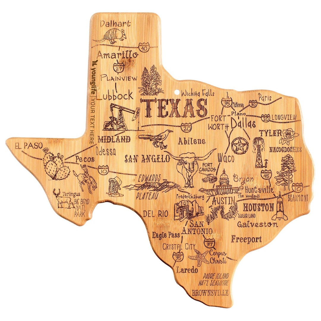 Custom State Shaped Bamboo Cutting &amp; Serving Board