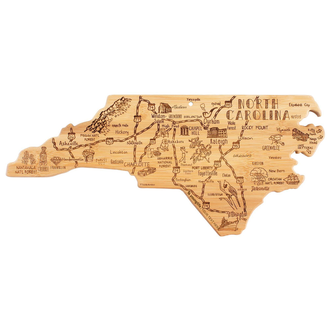 Custom State Shaped Bamboo Cutting &amp; Serving Board