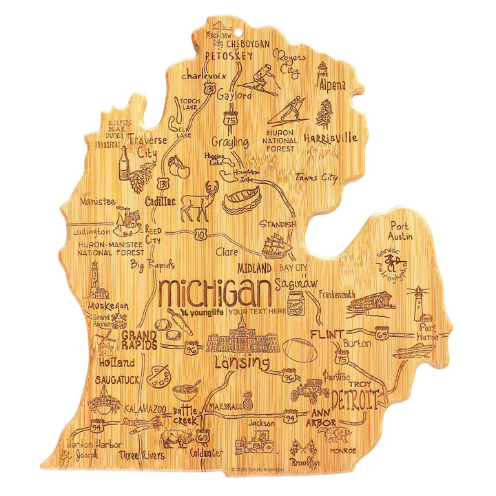 Custom State Shaped Bamboo Cutting &amp; Serving Board