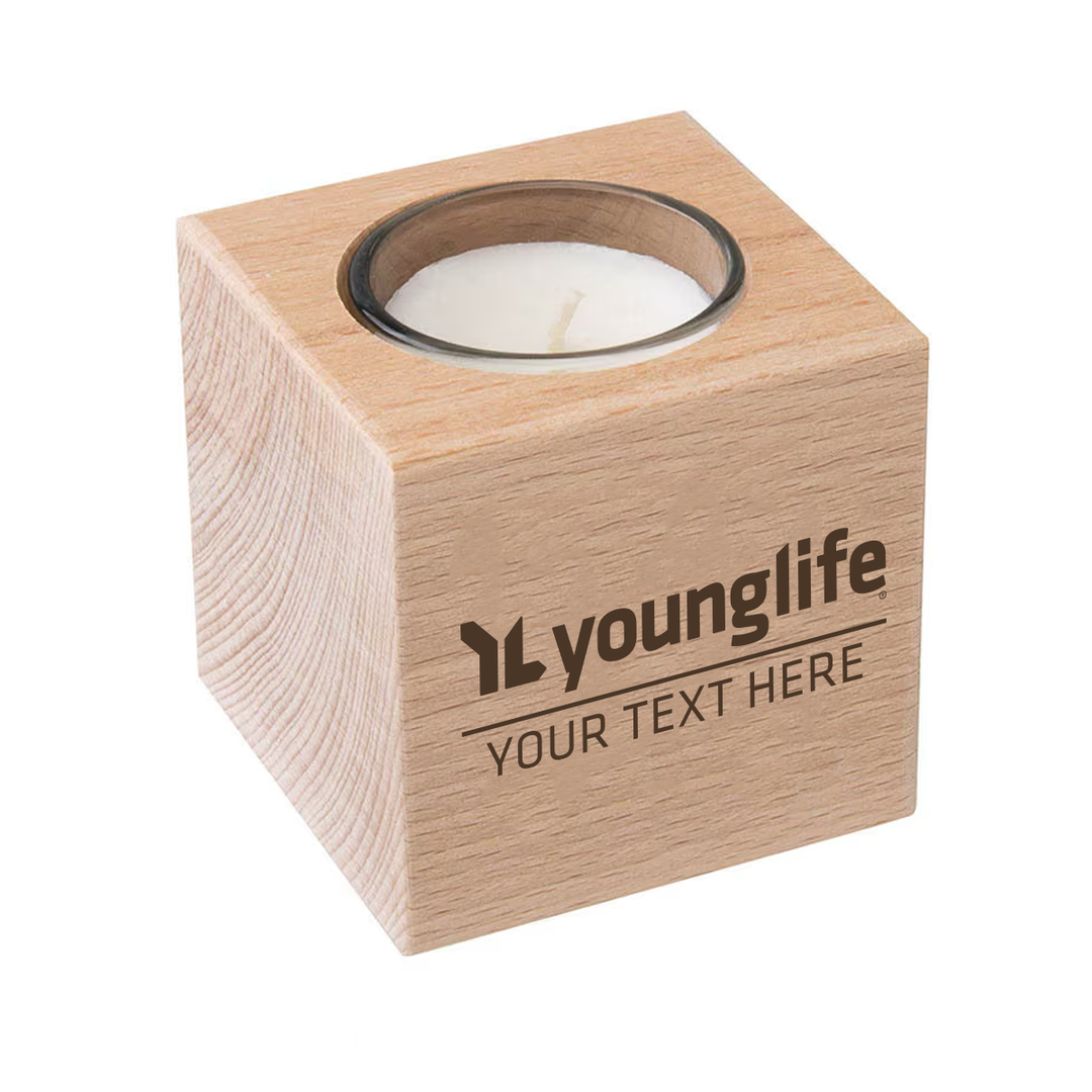 Custom Beechwood Cube Candle Holder