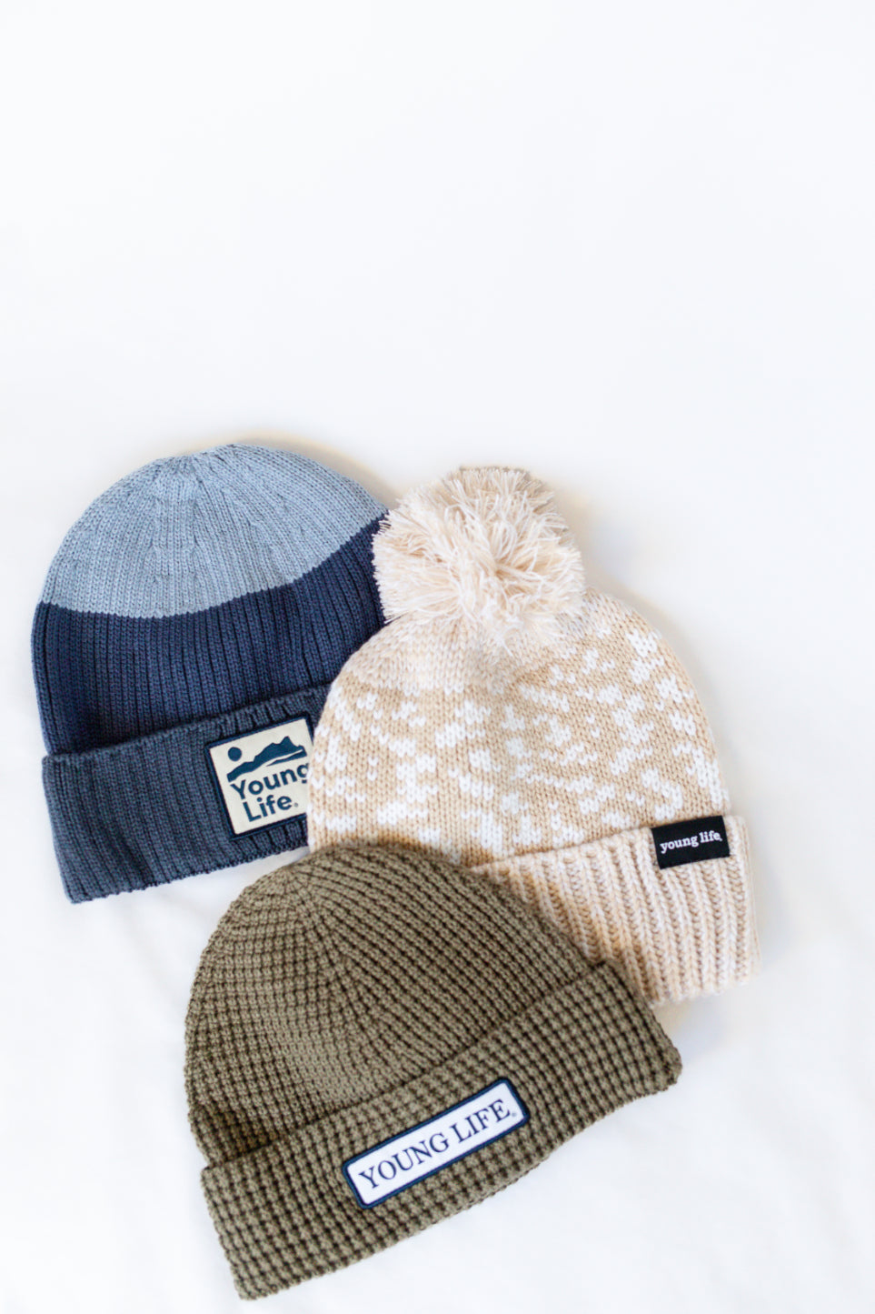 Knit Cuffed Patch Beanie - Olive Green