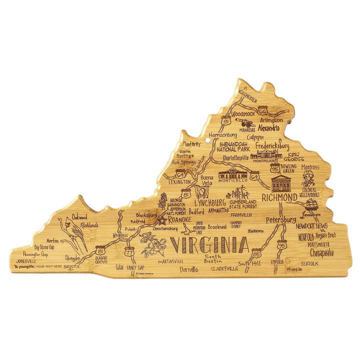 Custom State Shaped Bamboo Cutting &amp; Serving Board
