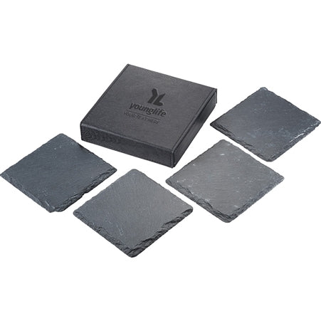 Custom Black Slate Coaster Set