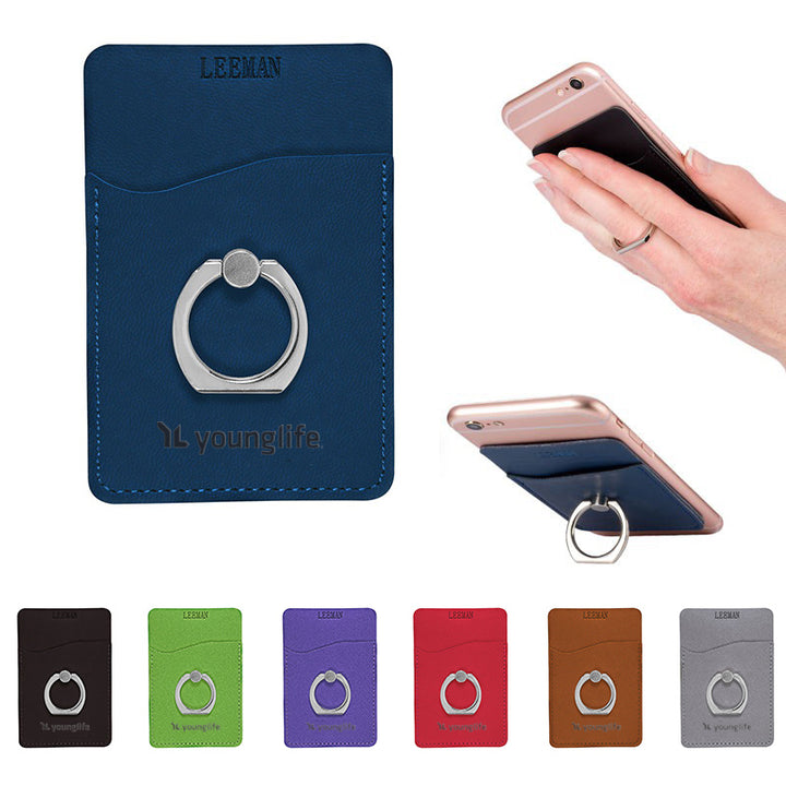 Custom Tuscany Card Holder with Metal Ring Phone Stand