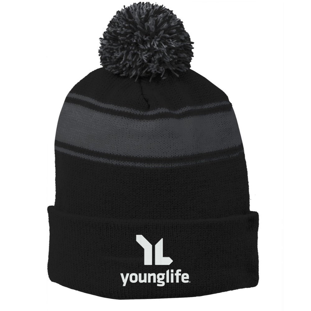 Sport-Tek Stripe Pom Pom Beanie