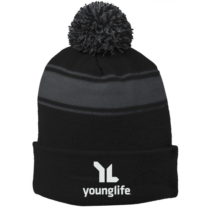 Sport-Tek Stripe Pom Pom Beanie