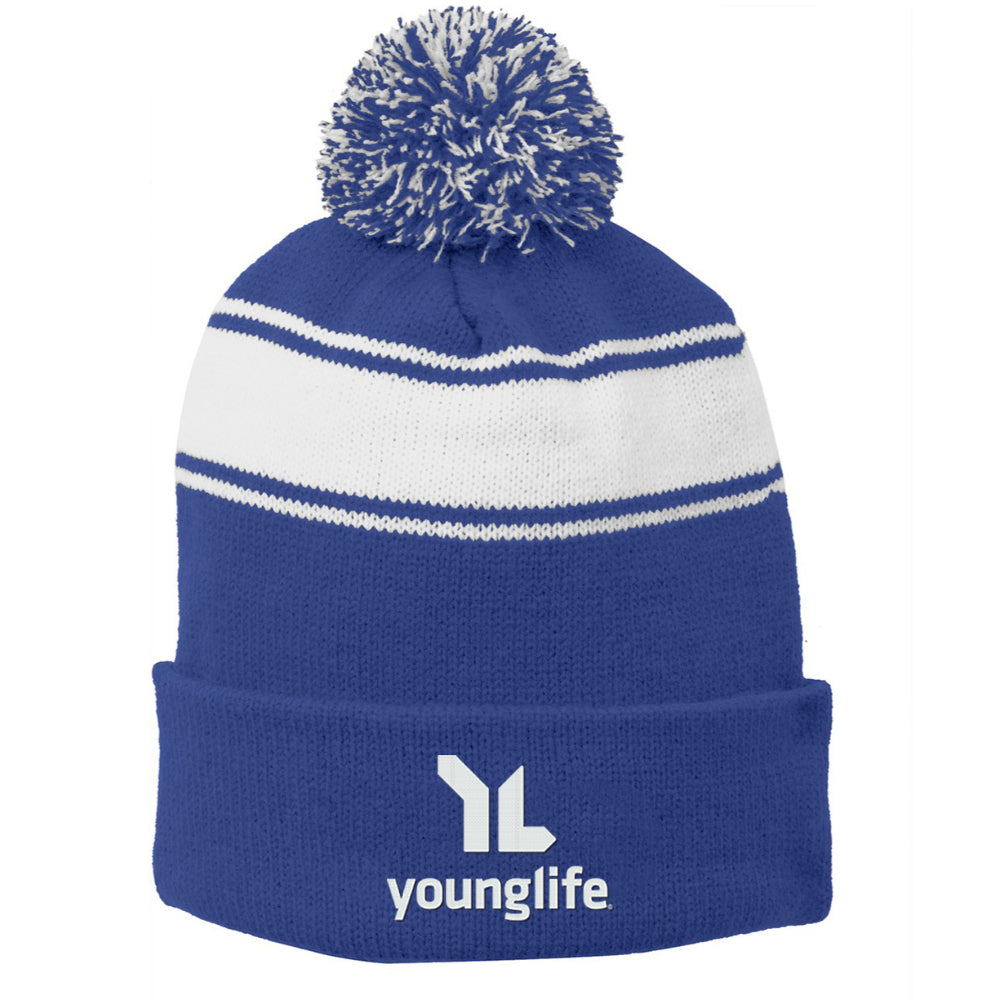 Sport-Tek Stripe Pom Pom Beanie