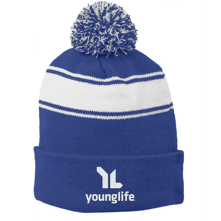 Sport-Tek Stripe Pom Pom Beanie