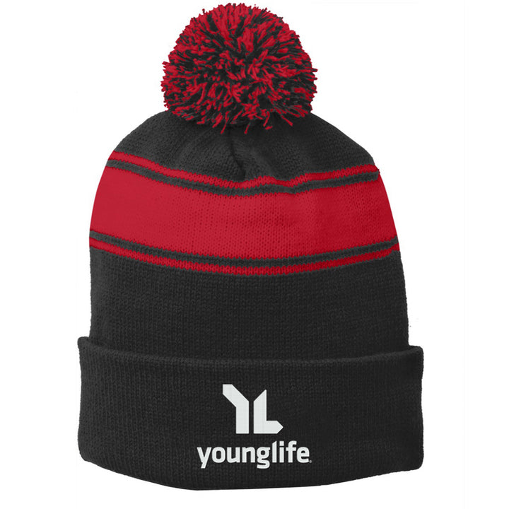 Sport-Tek Stripe Pom Pom Beanie