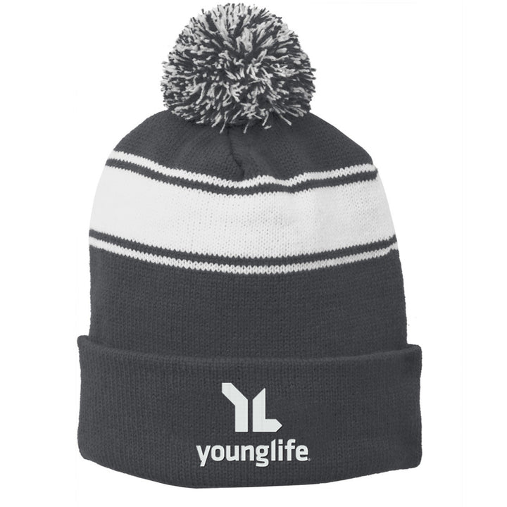 Sport-Tek Stripe Pom Pom Beanie