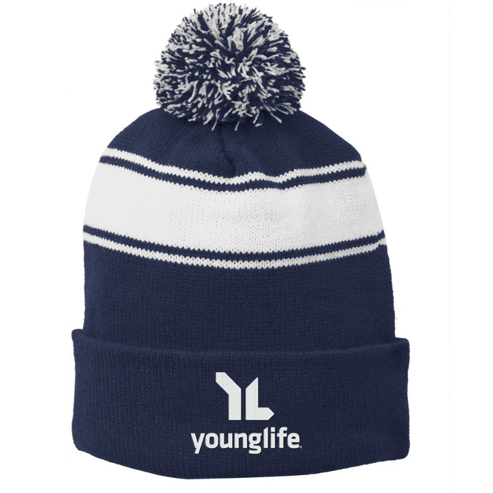 Sport-Tek Stripe Pom Pom Beanie